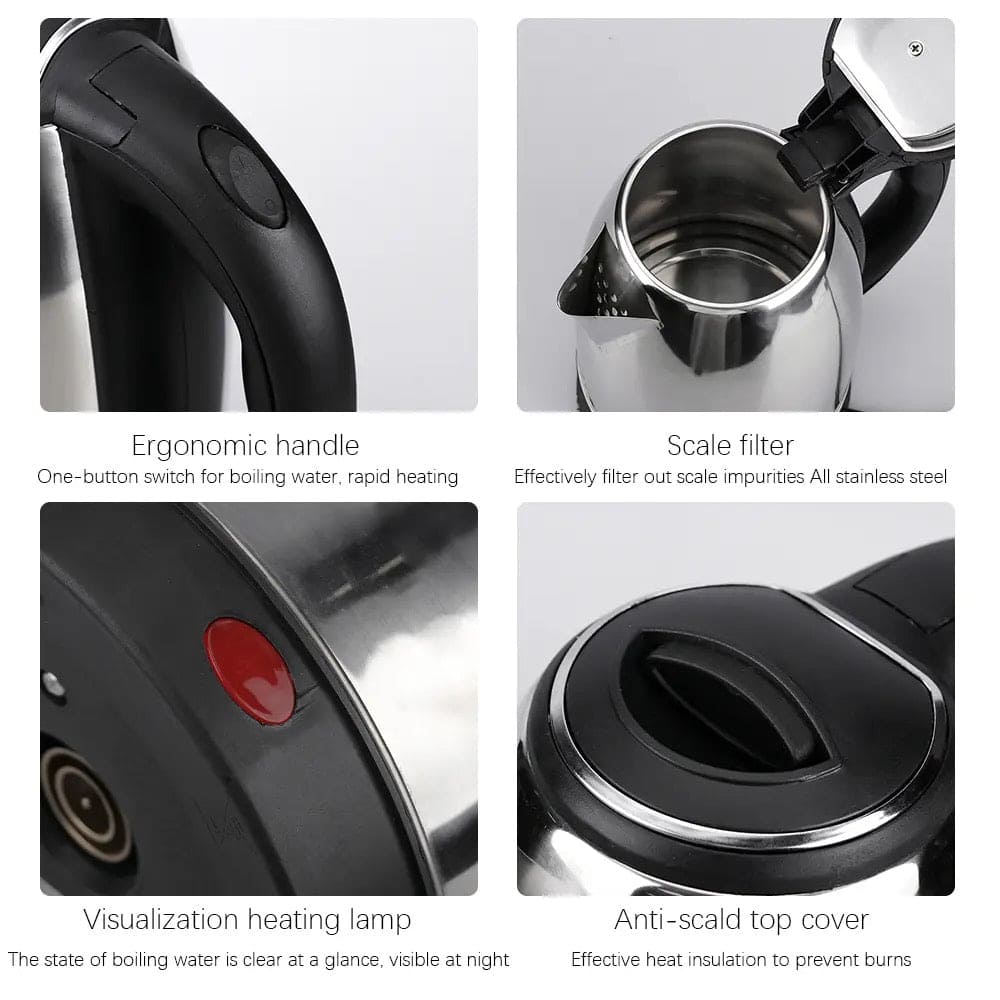 2L Stainless Steel Electric Kettle, Electric Teapot Water Boiler, Samovar Tea Thermos Pot, Anti Over Heat Thermal Mug, Portable Travel Water Boiler, Household Quick Heating Hot Water Boil Kettles, Electric Automatic Cut Off Jug Kettle 2L Stainless Steel Electric Kettle, Electric Teapot Water Boiler, Samovar Tea Thermos Pot, Anti Over Heat Thermal Mug, Portable Travel Water Boiler, Household Quick Heating Hot Water Boil Kettles, Electric Automatic Cut Off Jug Kettle